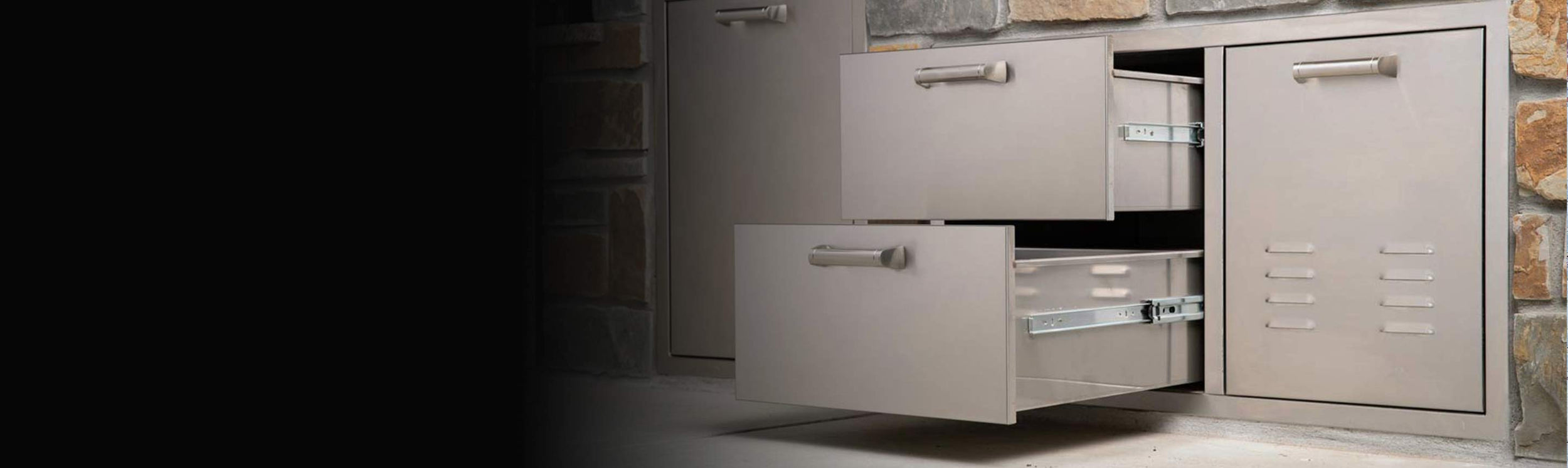 Rollout storage for outdoor kitchens