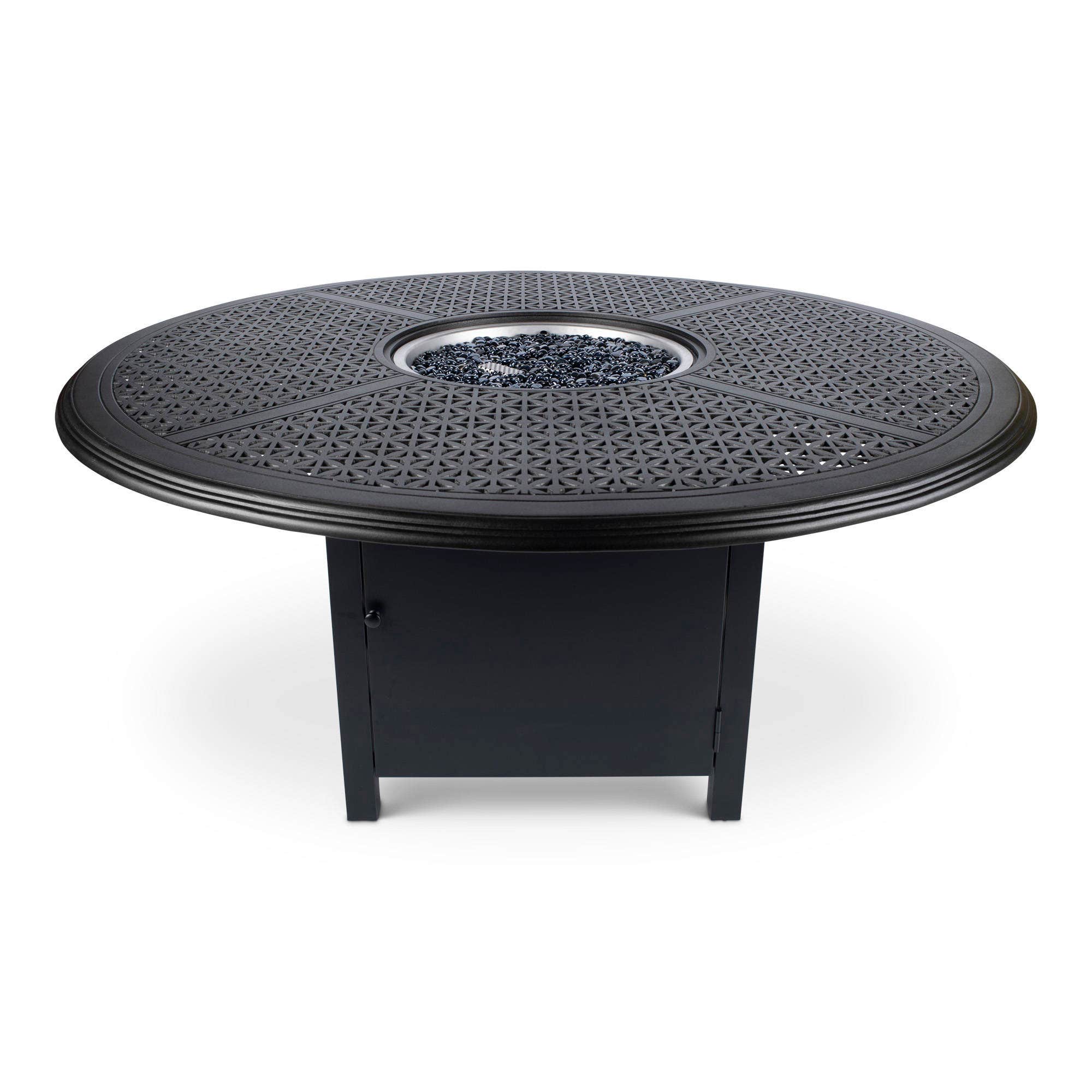 60 in Round Hampton Twilight Top with Textured Black Square Dining Height Base 12037803