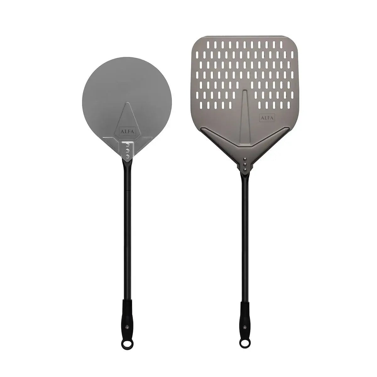 Alfa 3-Piece Pizza Peel Set with 36 in. Extendable Black Handles Outdoor Grill Accessories 12045377
