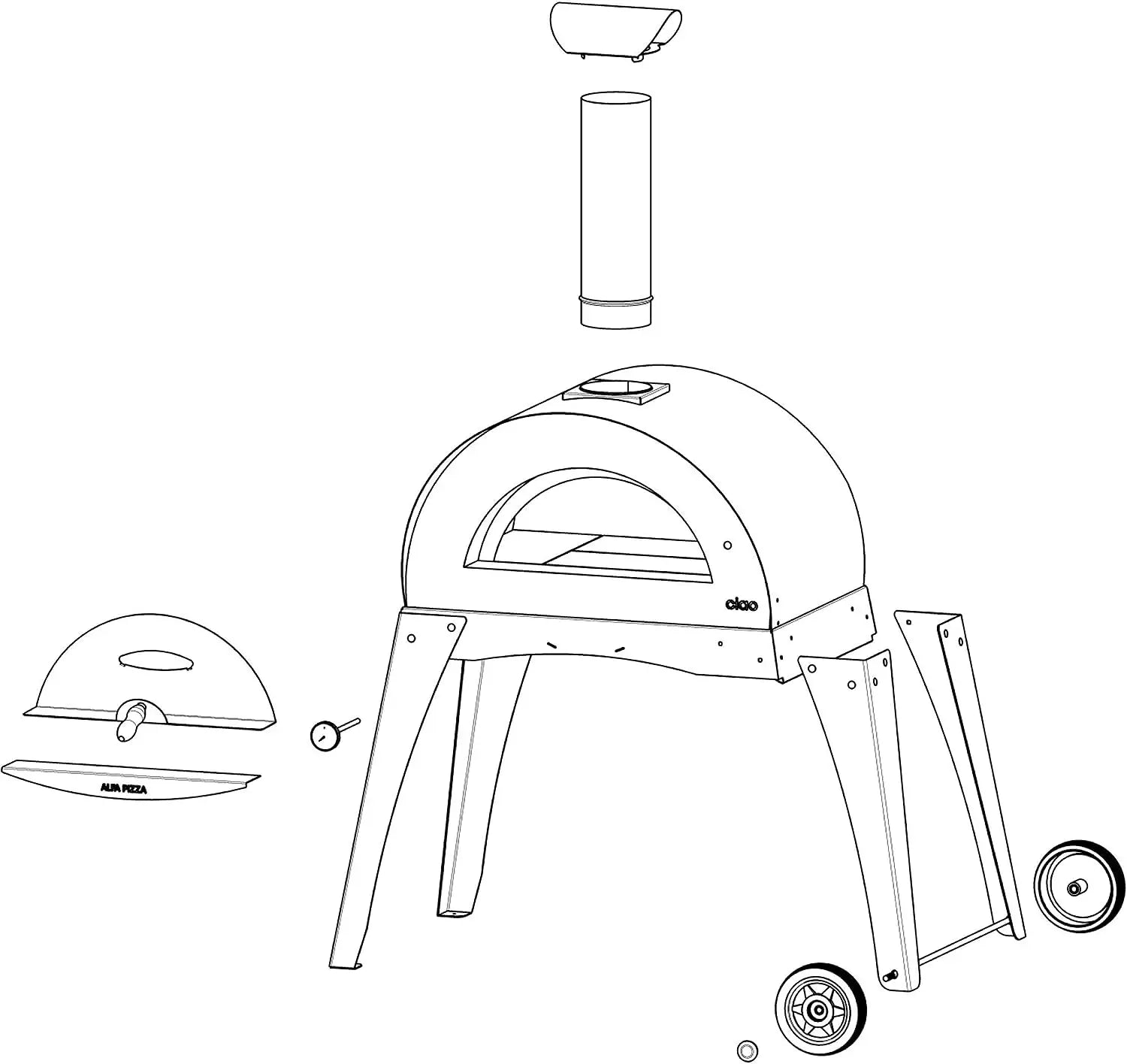 Alfa Ciao Wood Fired Oven in Fire Yellow with Grey Base Pizza Makers & Ovens 12040352