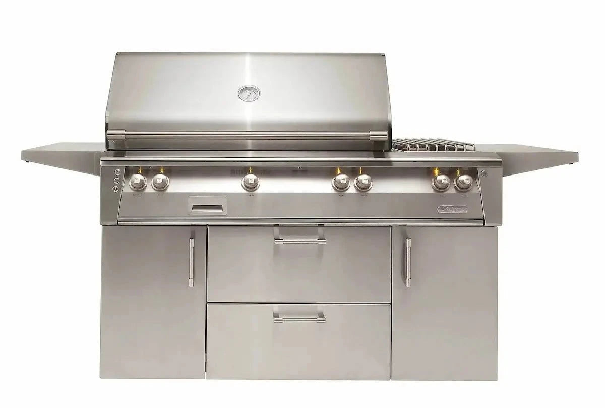 Alfresco ALXE 56" Gas BBQ Grill with Side Burner on Cart Outdoor Grills