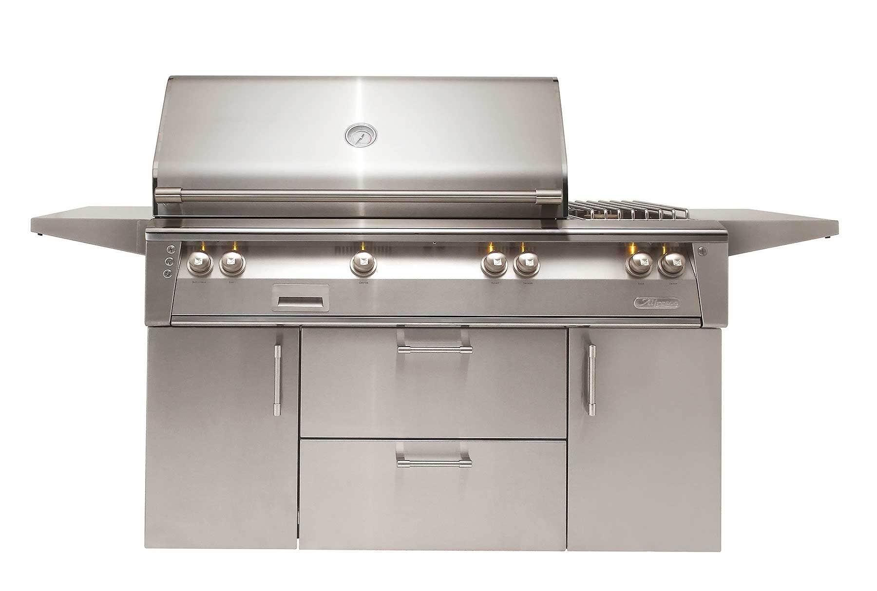 Alfresco ALXE 56 inch Gas Grill with Side Burner on Cart Outdoor Grills All Tube Burners / Natural Gas / Deluxe Cart 12024527