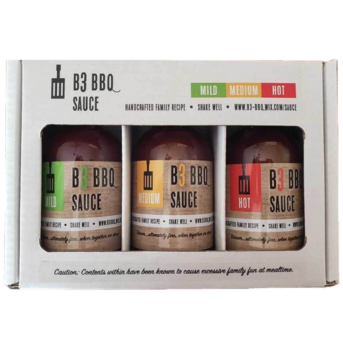 B3 Sauce Gift Box, Mild, Medium and Hot BBQ Sauce Marinades & Grilling Sauces 12038360
