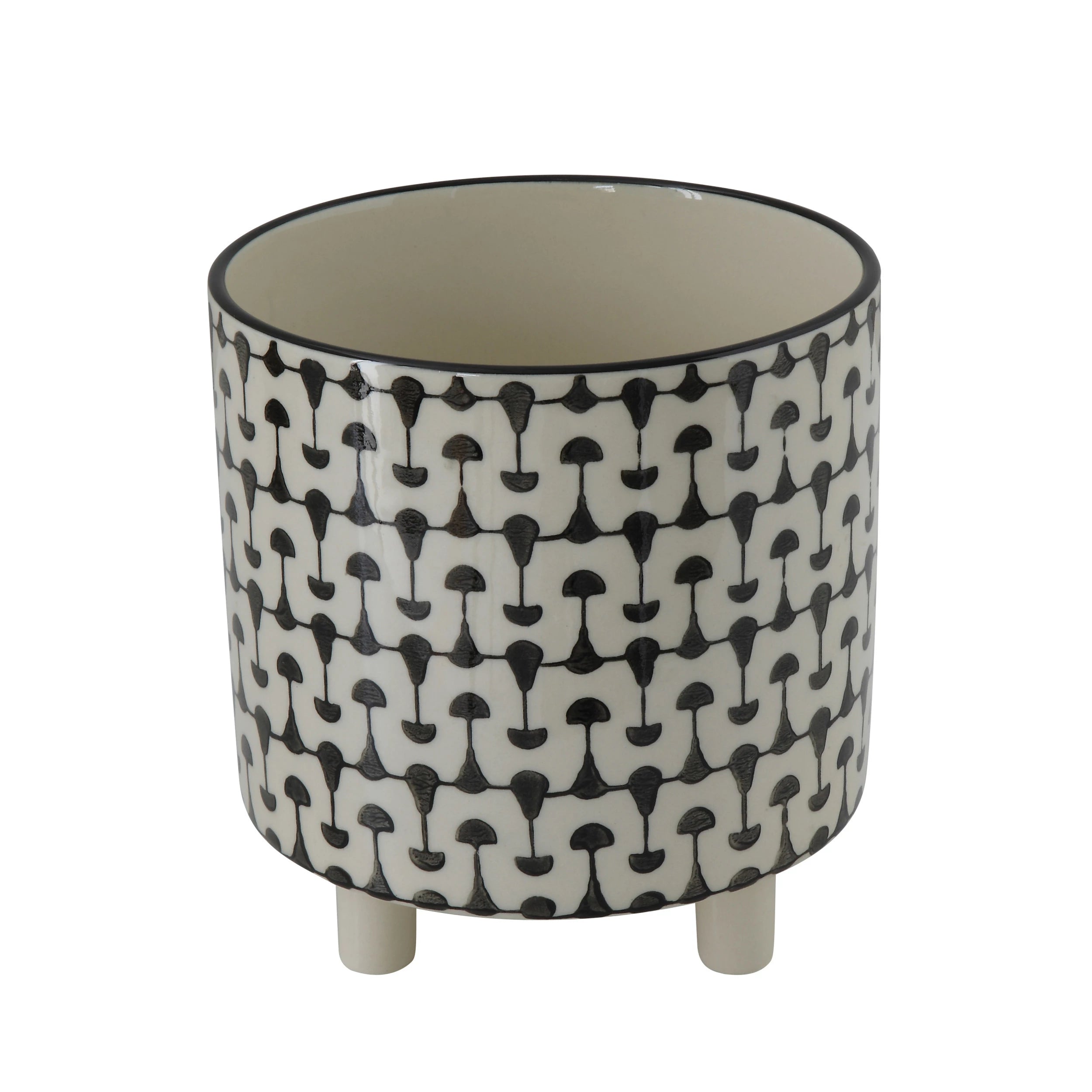 Black and White Stoneware Planter 12037805