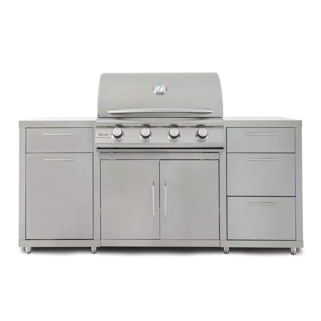 Blaze 6-Foot Stainless Steel BBQ Island with Prelude 4-Burner Gas Grill Head Liquid Propane 12044773