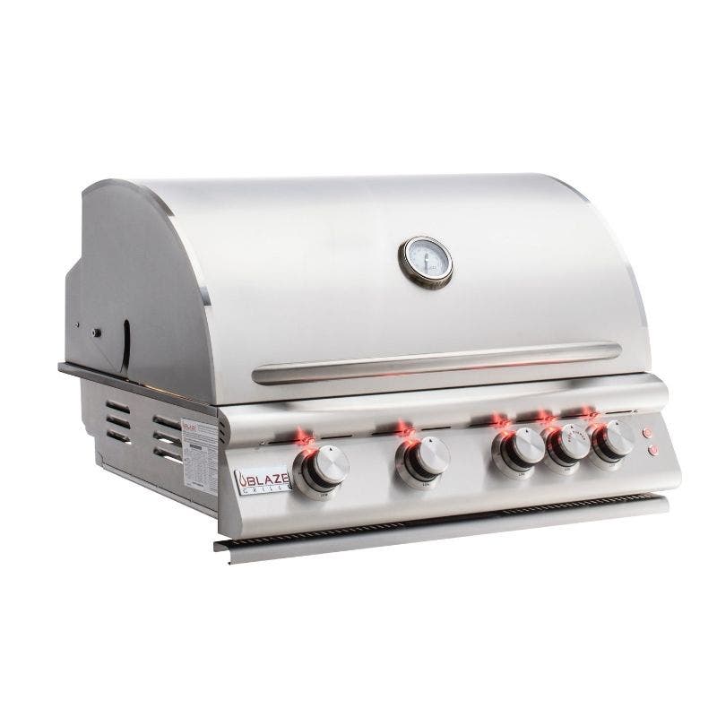 Blaze Grills Premium LTE 32 inch 4-Burner Gas Grill with Rear Burner and Built-In Lights Outdoor Grills Liquid Propane 12038121