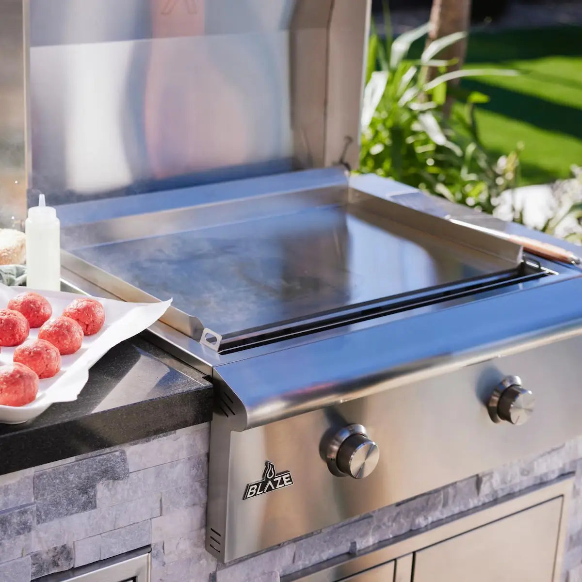 Blaze LTE+ 30-Inch Built-In Gas Griddle with Lift-Assist Hood Outdoor Grill