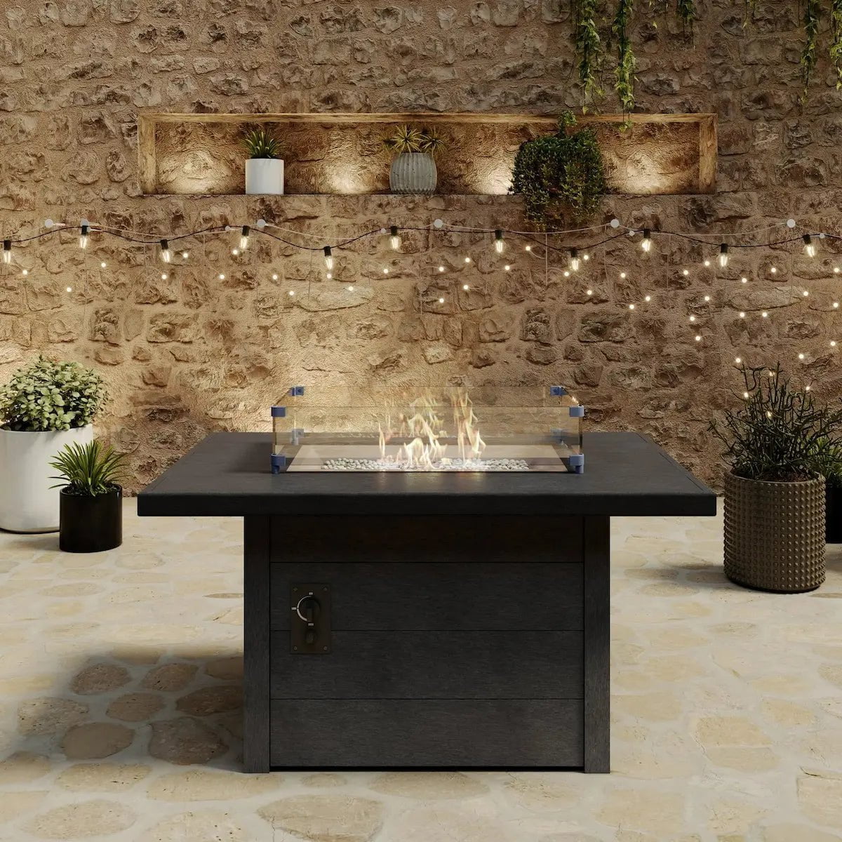 C.R. Plastic Products Rectangular Fire Table in Slate Grey Fire Pits 12043725