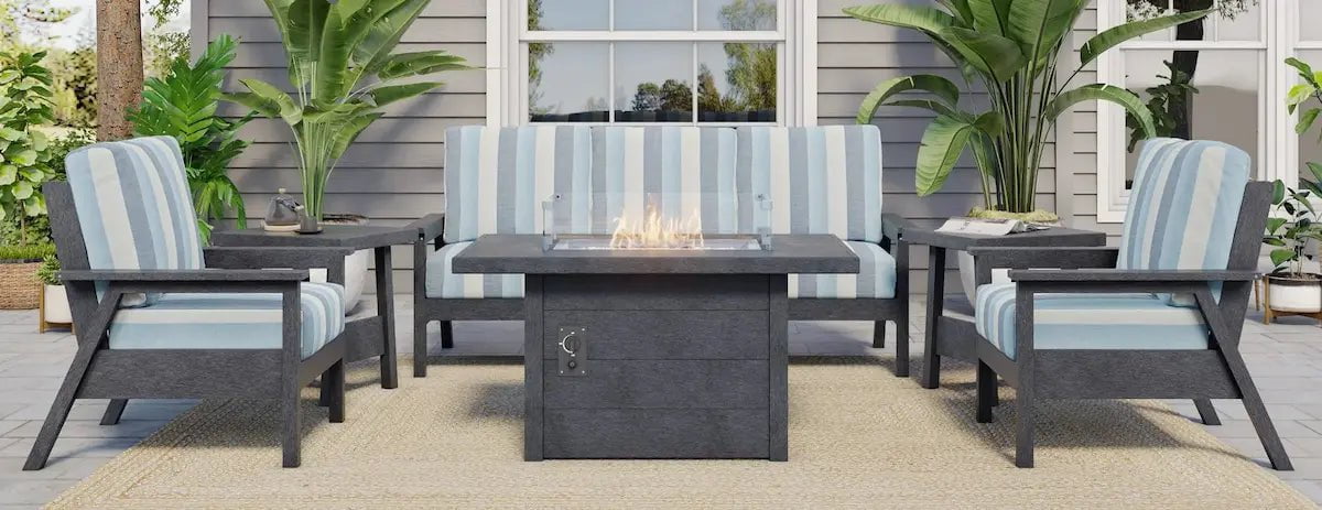 C.R. Plastic Products Rectangular Fire Table in Slate Grey Fire Pits 12043725