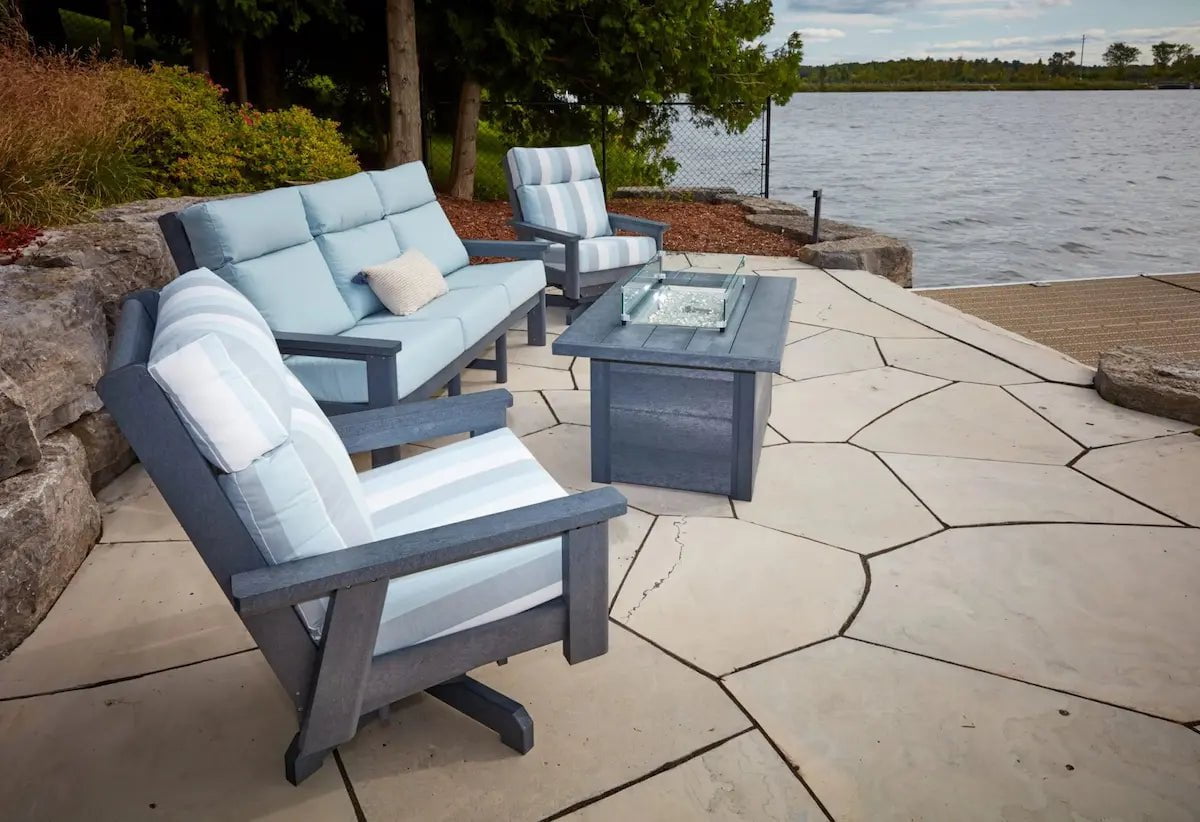 C.R. Plastic Products Rectangular Fire Table in Slate Grey Fire Pits 12043725