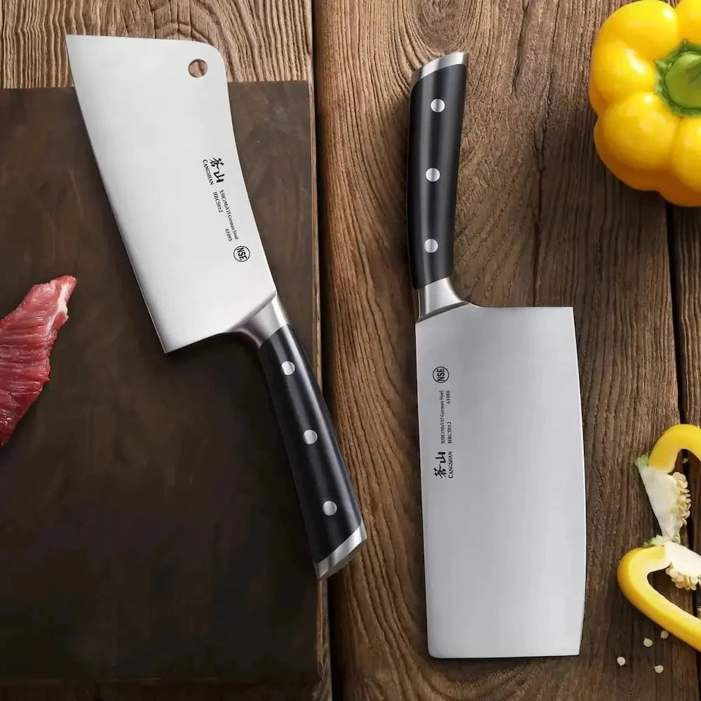 Cangshan 2PC Black Cleaver Set German Steel Kitchen Knives 12045100