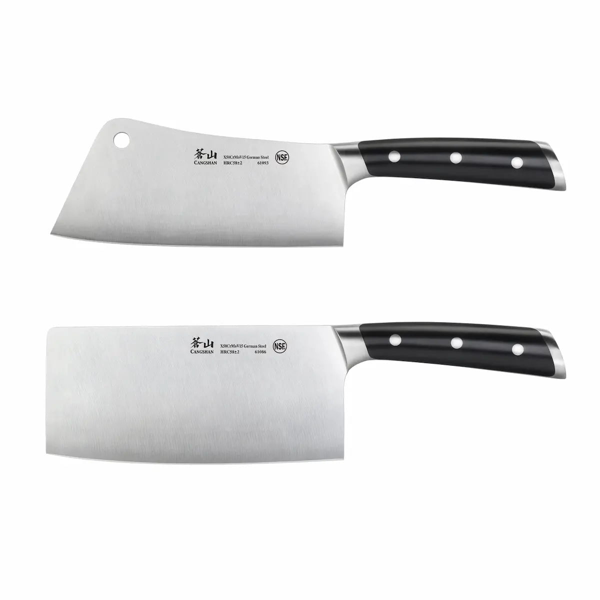 Cangshan 2PC Black Cleaver Set German Steel Kitchen Knives 12045100