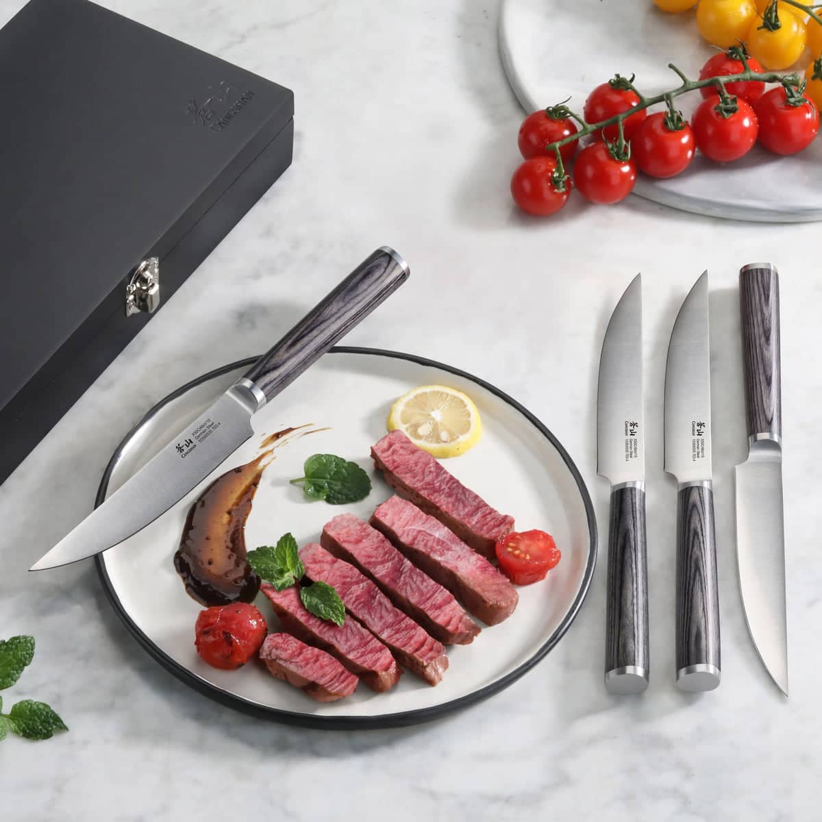 Cangshan 4 Piece Pakkawood Steak Knife Set with Wood Box 12048595