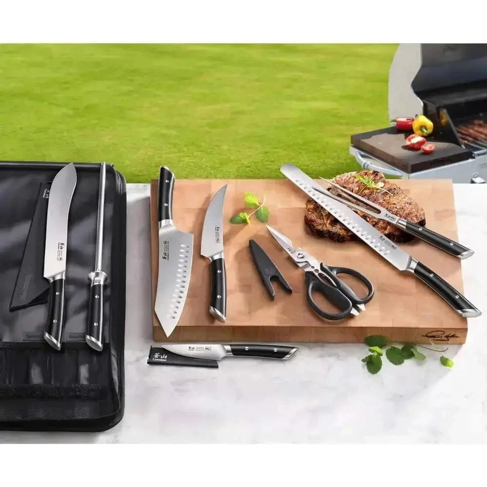 Cangshan Helena Black 9pc BBQ Knife Bag Set Kitchen Knives 12042309