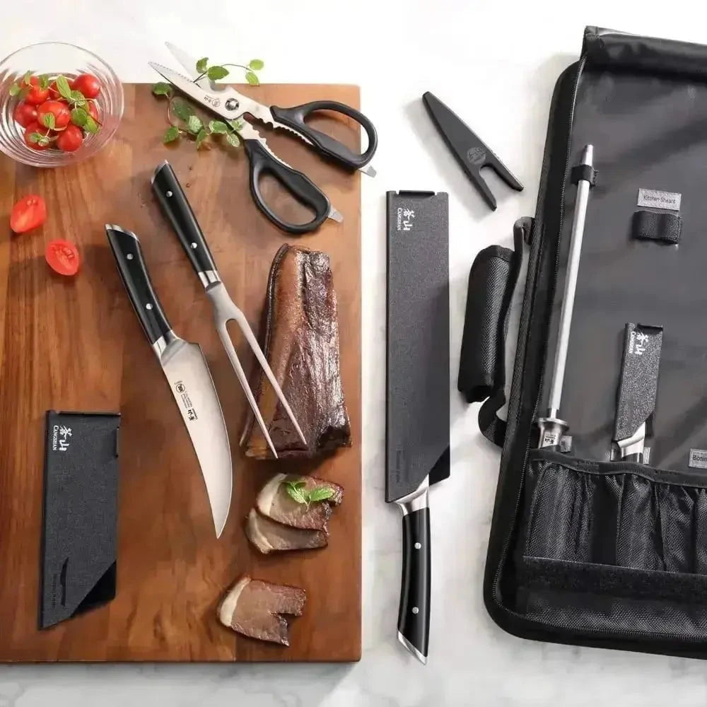 Cangshan Helena Black 9pc BBQ Knife Bag Set Kitchen Knives 12042309