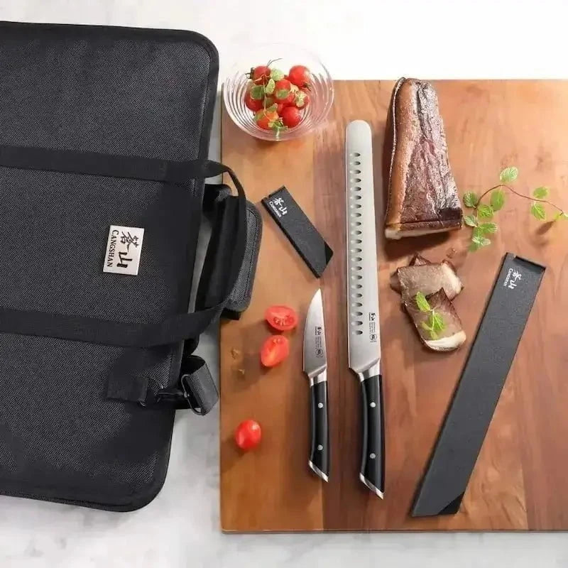 Cangshan Helena Black 9pc BBQ Knife Bag Set