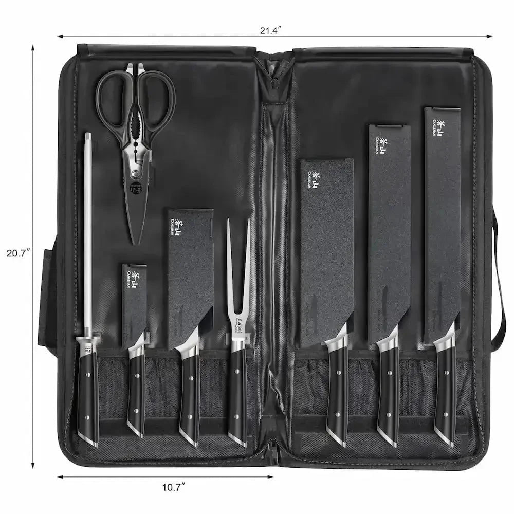 Cangshan Helena Black 9pc BBQ Knife Bag Set