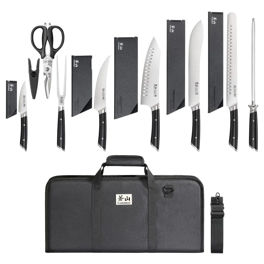 Cangshan Helena Black 9pc BBQ Knife Bag Set Kitchen Knives 12042309