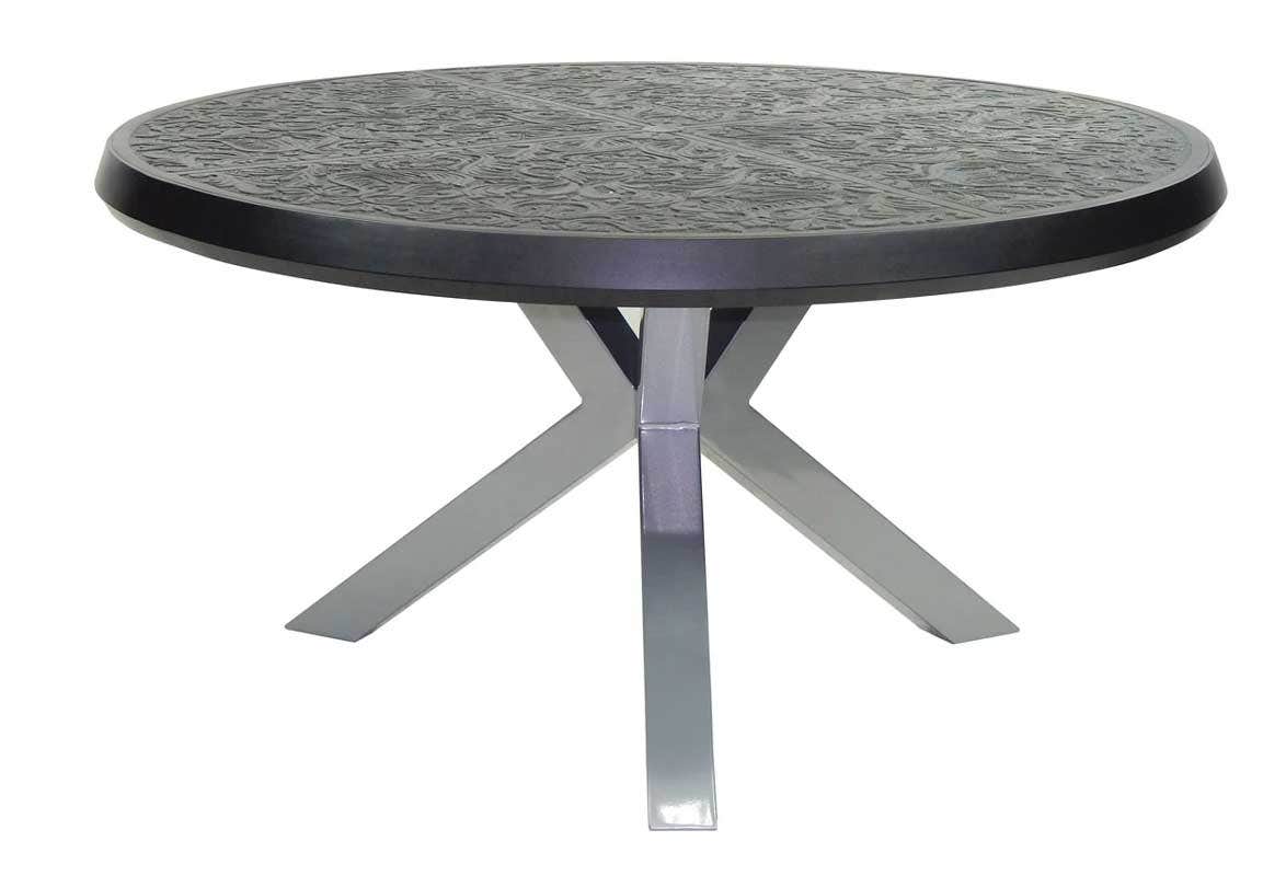 Castelle Outdoor Tables Castelle Altra 54 inch Round Dining Table with Live Edge Driftwood Top and Jasmine Finish