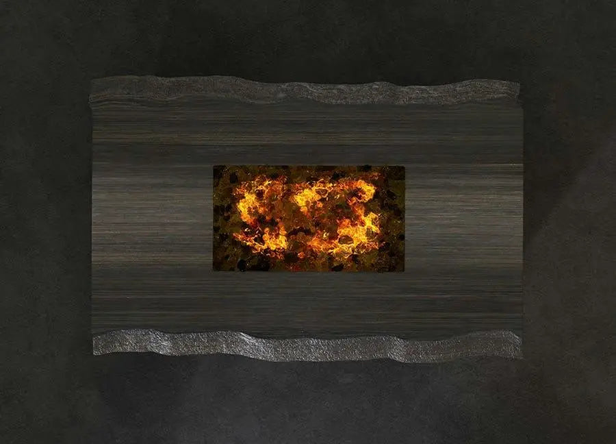 Castelle Altra Rectangle Coffee Table Fire Pit with Live Edge Mahogany Top and Weathered Wood Finish Fireplaces 12027368