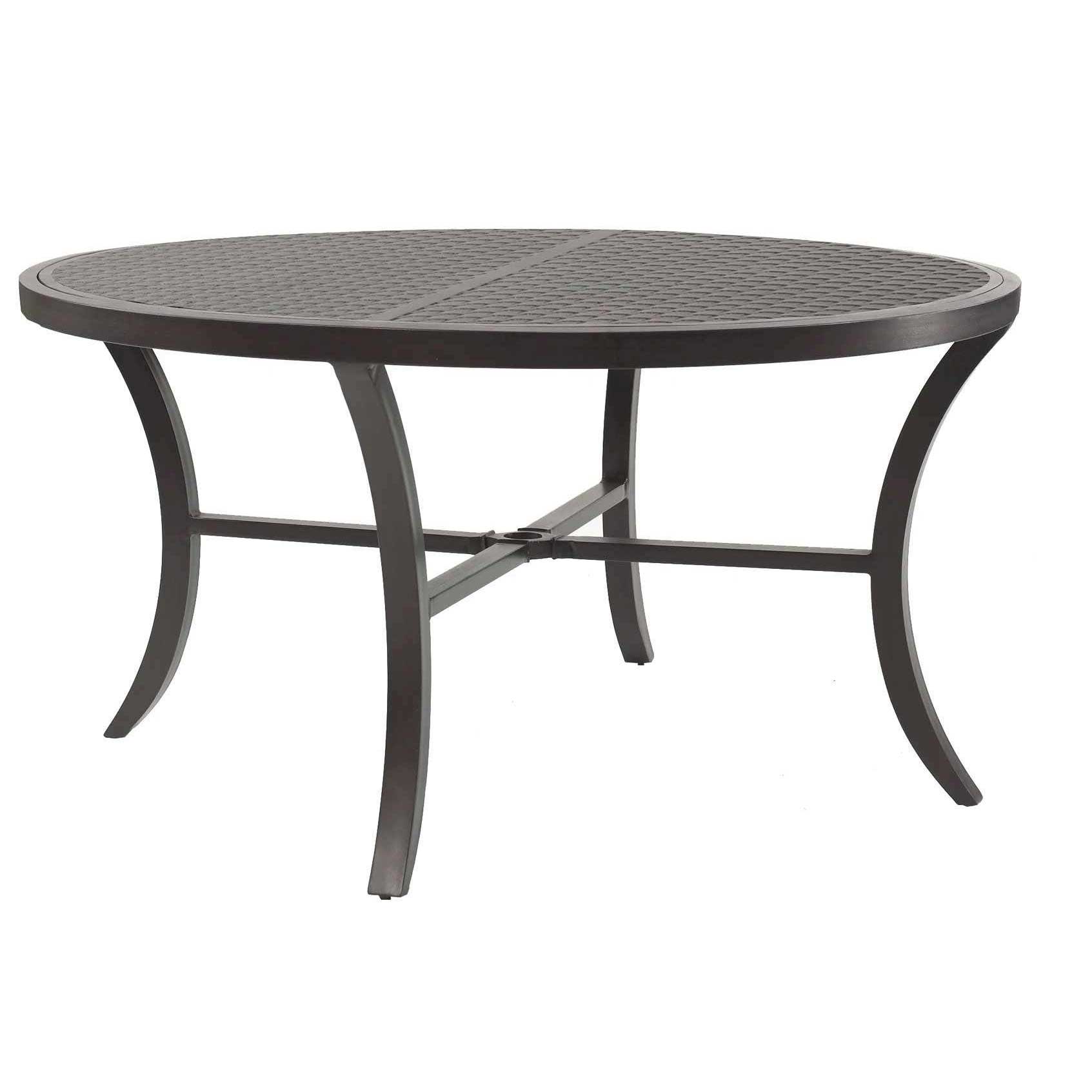 Castelle Classical 54 inch Round Dining Table with Live Edge Driftwood Top and Antique Dark Rum Finish Outdoor Tables 12026480