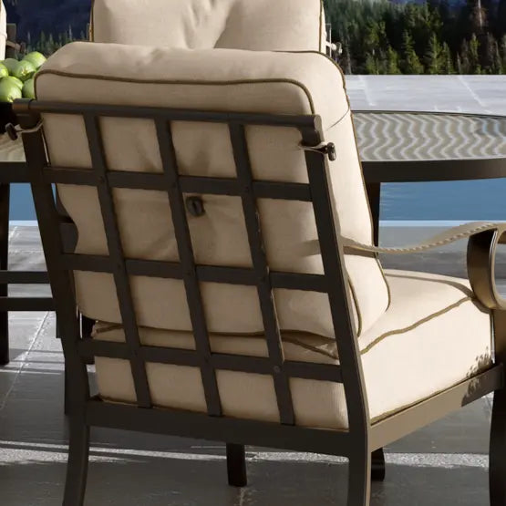 Castelle High Back Lounge Swivel Rocker in Antique Dark Rum Finish with Idol Seagull Cushions 12034199