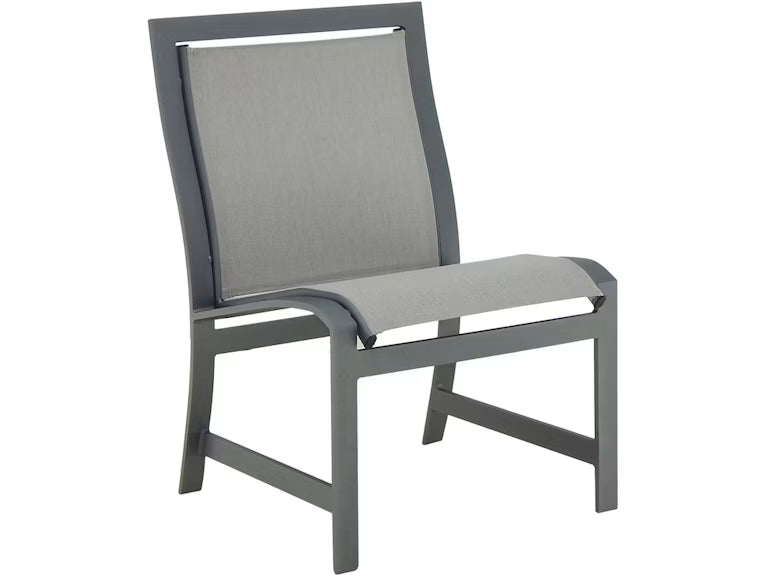 Castelle Moderna Armless Sling Dining Chair in Cast Iron with System Stone Sling Outdoor Furniture 12040764