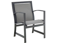 Castelle Moderna Sling Dining Arm Chair with Cast Iron Finish with System Stone Sling Outdoor Furniture 12040765