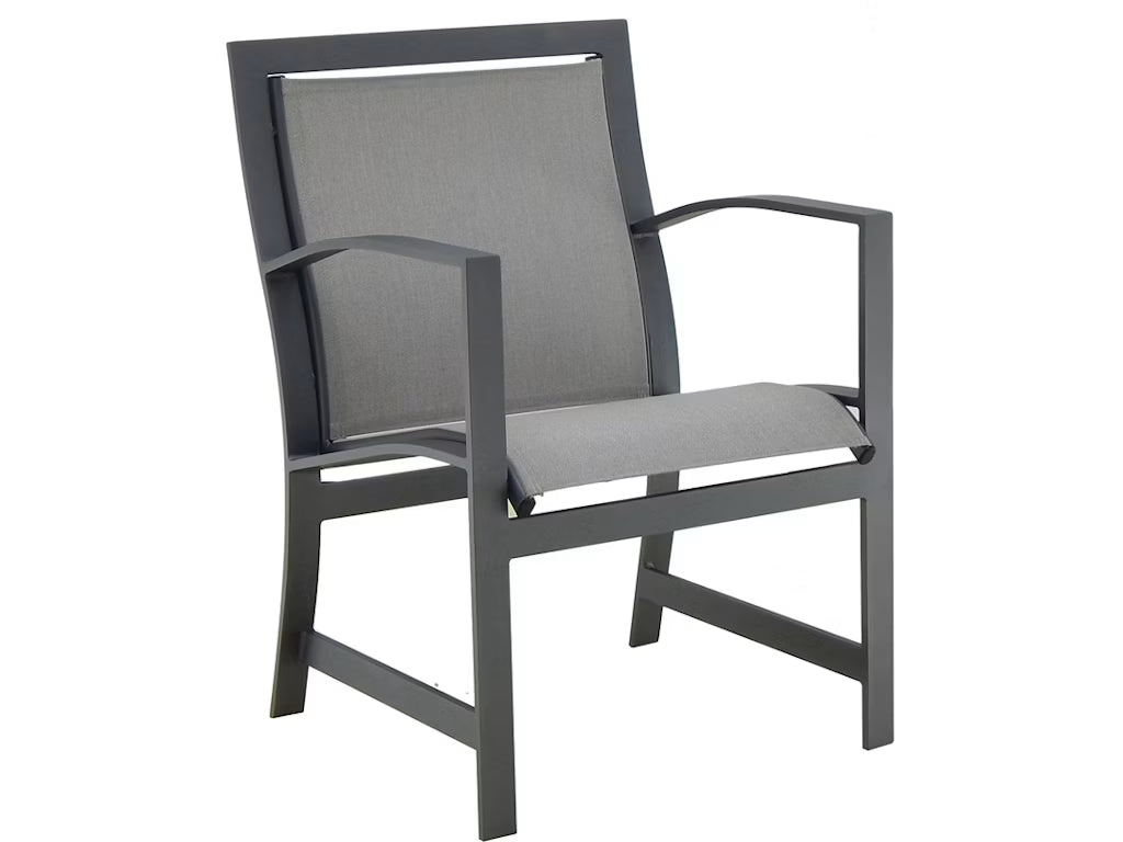 Castelle Moderna Sling Dining Arm Chair with Cast Iron Finish with System Stone Sling Outdoor Furniture 12040765
