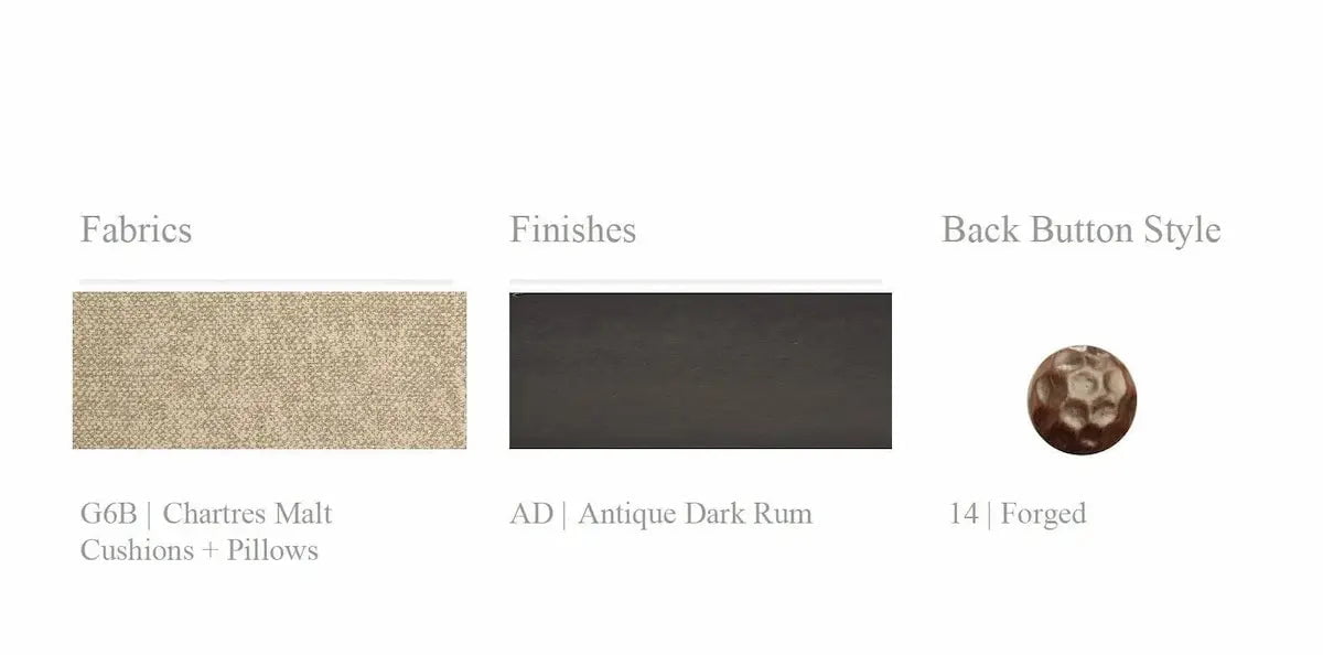 Castelle Monterey Cushioned Crescent Sofa in Antique Dark Rum Finish with Chartres Malt Cushion and Pillows Outdoor Sofas 12034204