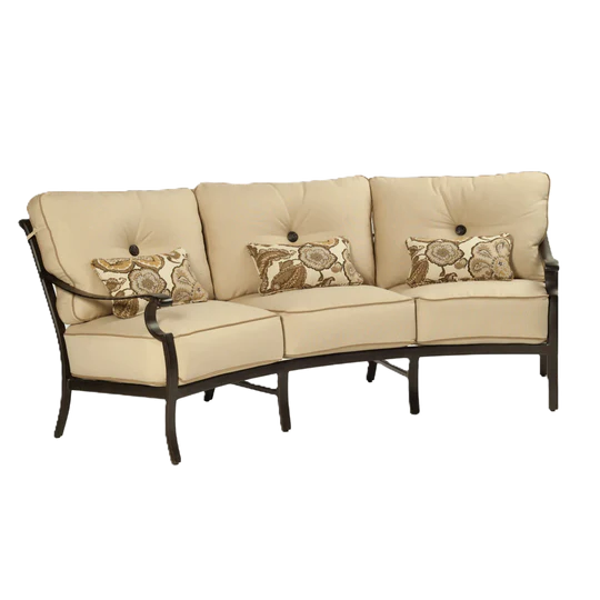 Castelle Monterey Cushioned Crescent Sofa in Antique Dark Rum Finish with Chartres Malt Cushions 12038615