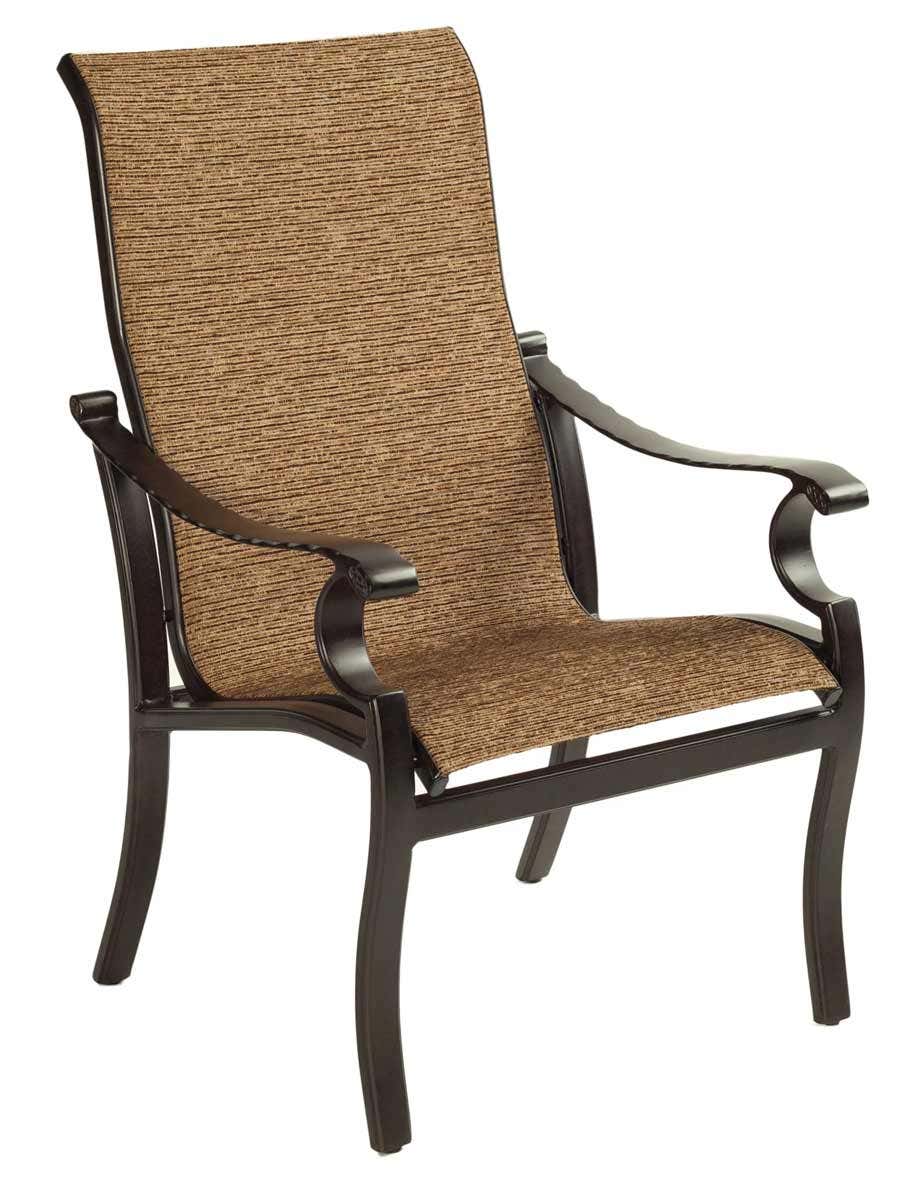 Castelle Monterey Sling Dining Chair with Antique Dark Rum Frame and Keetley Birch Fabric Outdoor Chairs 12027352