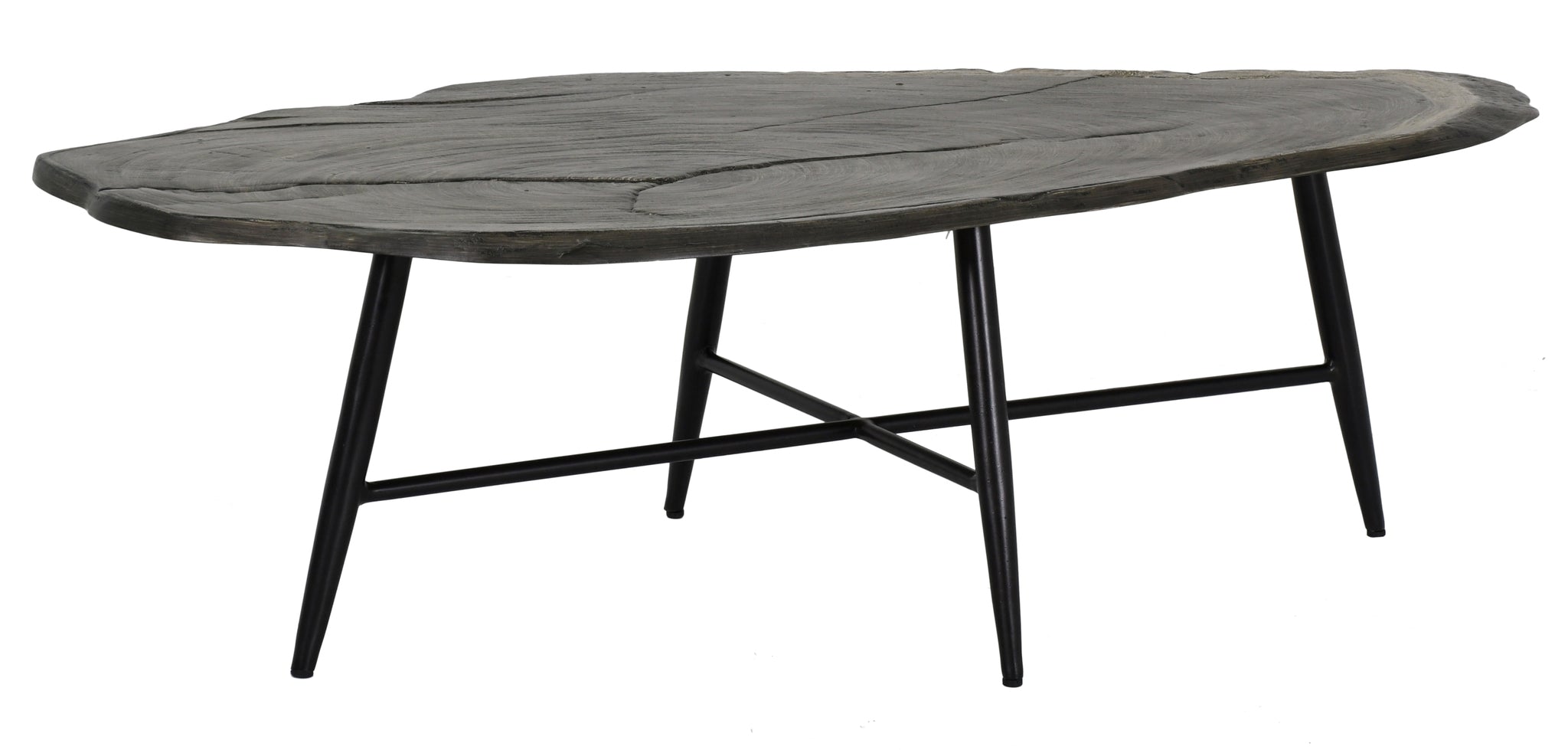 Castelle Nature's Wood Natural Coffee Table with Weathered Wood Top and Antique Dark Rum Finish on legs 12038586
