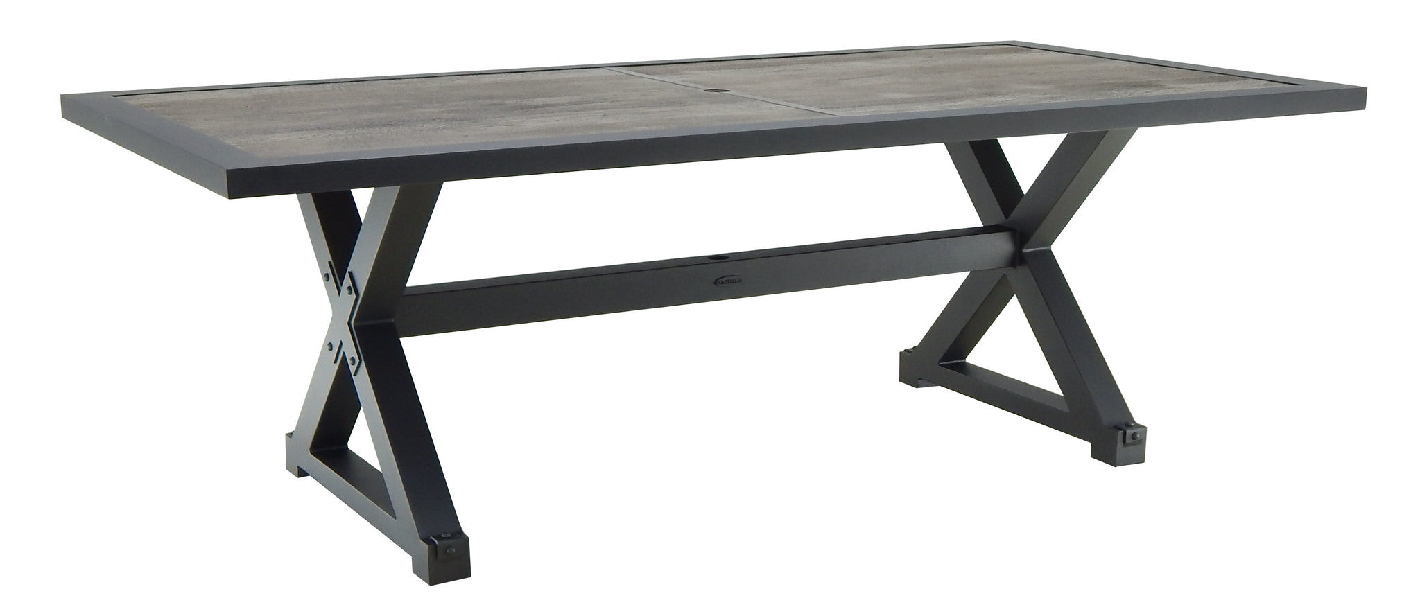 Castelle Oxford Rectangular Dining Table with Bronze Aluminum Slate Top and Weathered Wood Finish on Base 12038617