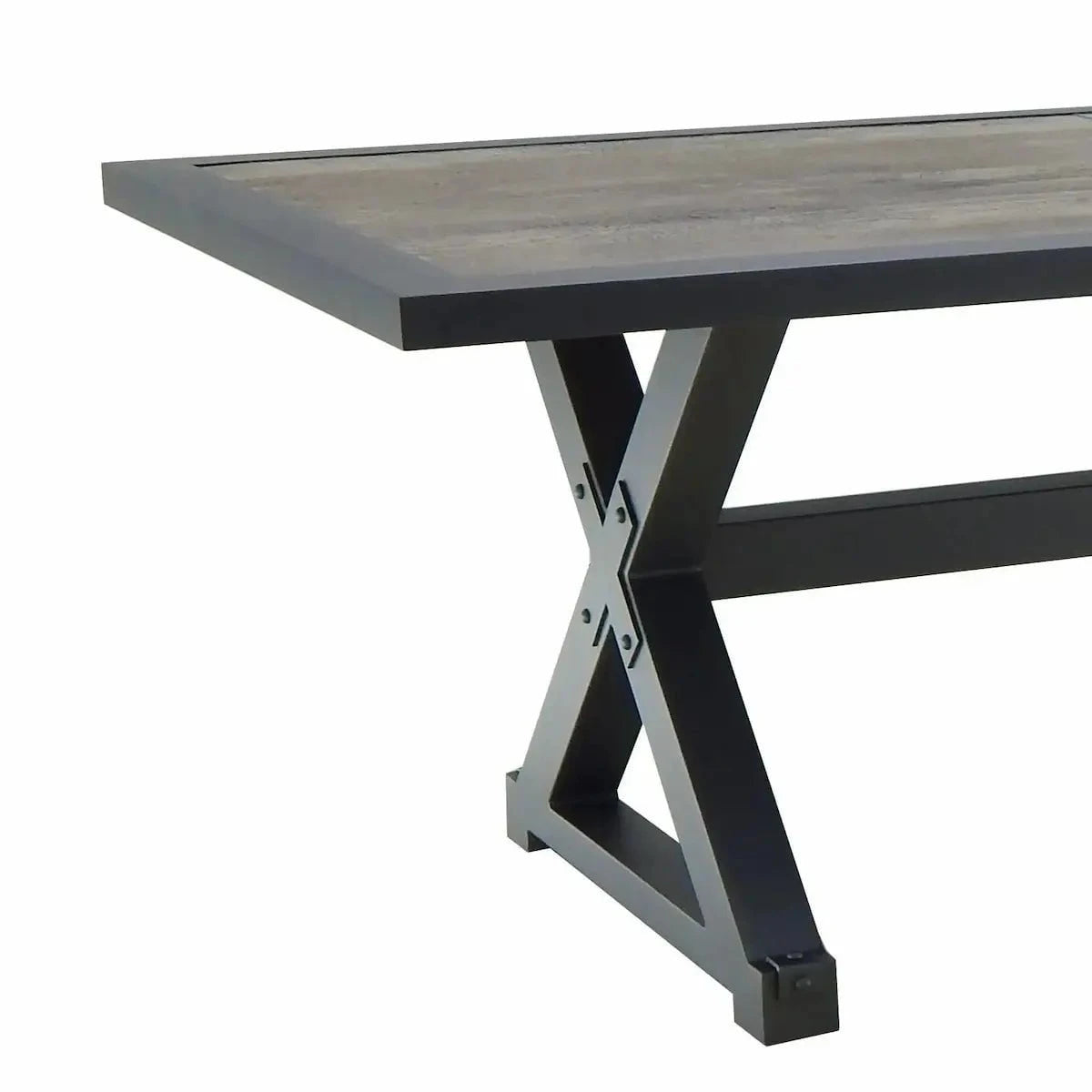 Castelle Oxford Rectangular Dining Table with Polaris Aluminum Slate Top and Antique Dark Rum Frame 12038622