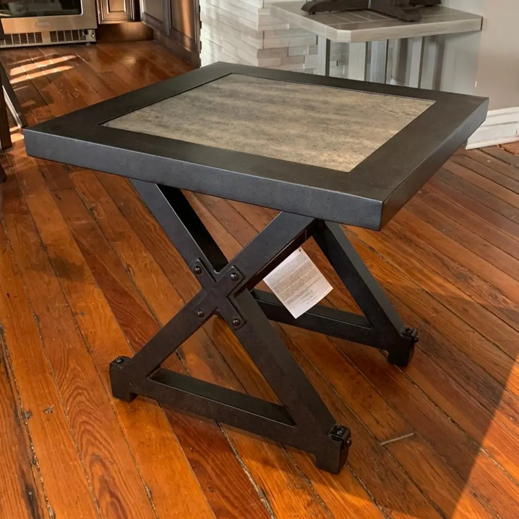Castelle Oxford Square Side Table with Polaris Aluminum Top and Antique Dark Rum Frame 12038568