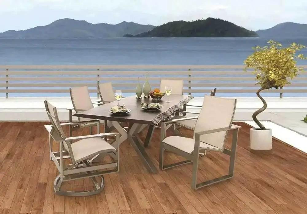 Castelle Park Place Sling Dining Chair with Jasmine Frame and Sailing Seagull Fabric Outdoor Chairs 12025190