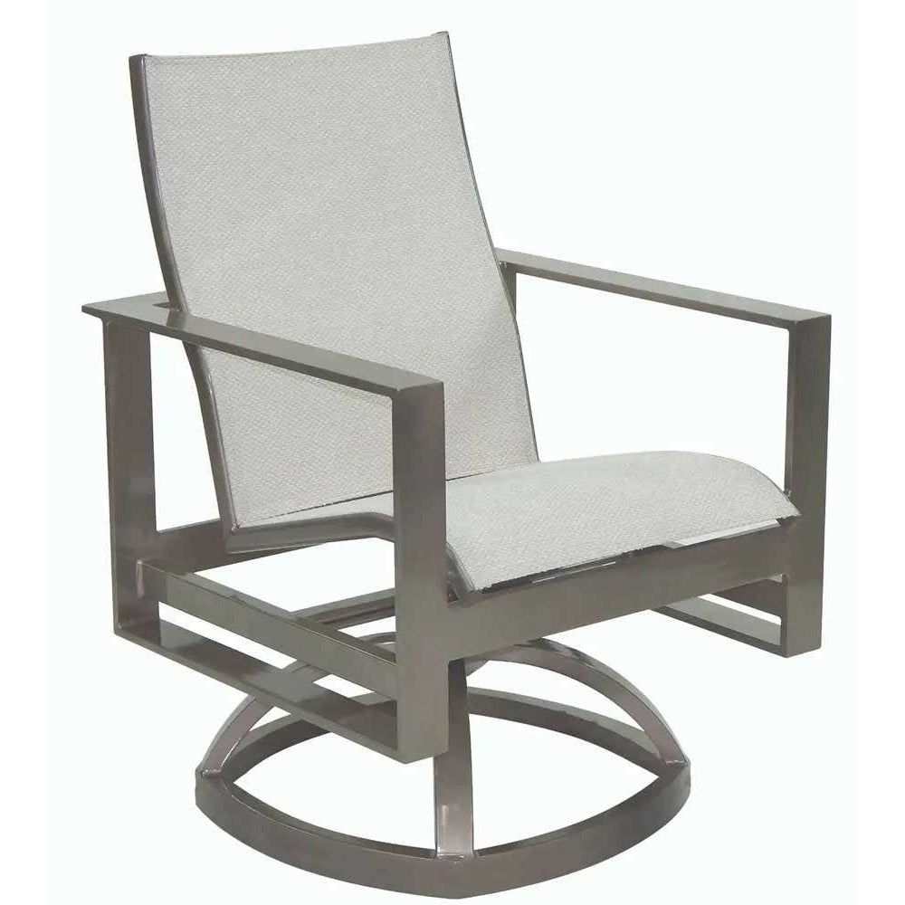 Castelle Park Place Sling Swivel Dining Rocker with Jasmine Frame and Sailing Seagull Fabric Outdoor Chairs 12025191