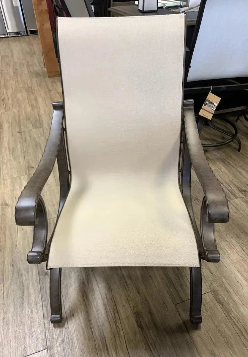 Castelle Telluride Sling Dining Chair with Antique Walnut Frame and Sailing Sahara Sling Outdoor Chairs 12029366