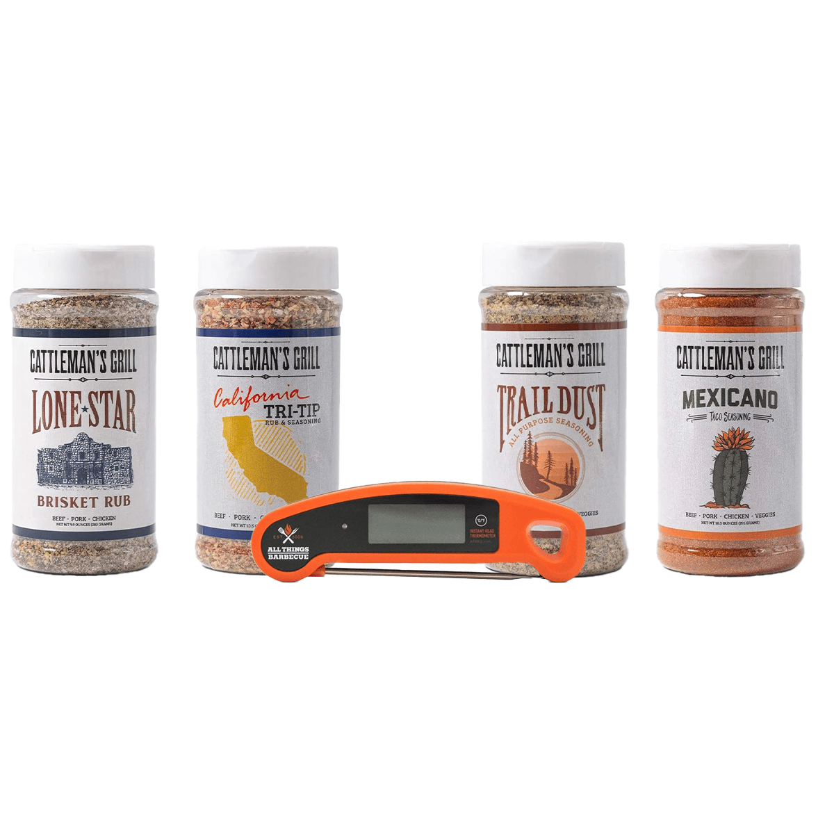 Cattleman's Fan Favorite Four Rub + Thermometer Gift Set Food Gift Baskets 12043667