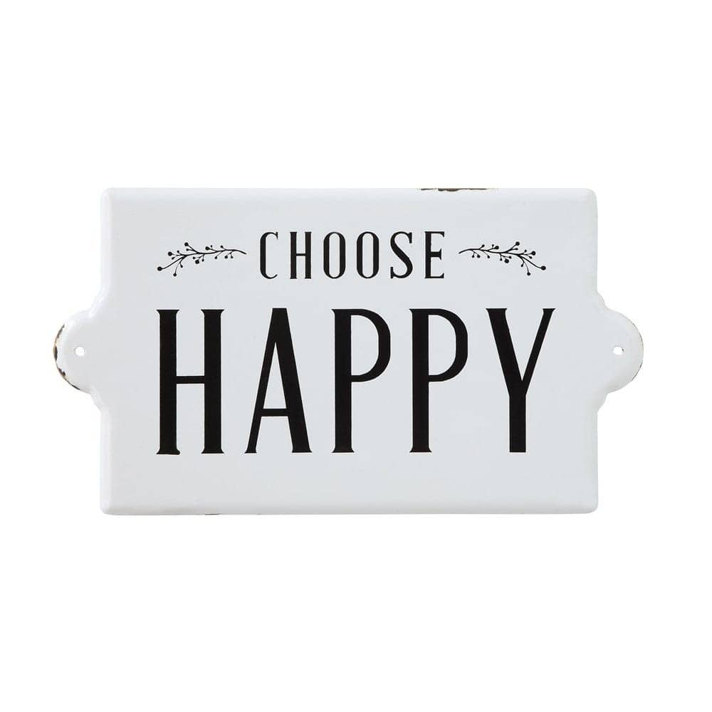 Choose Happy Black and White Metal Wall Decor