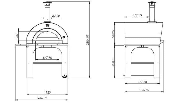 Clementi Pulcinella 100x80 Copper Pizza Oven on Stand