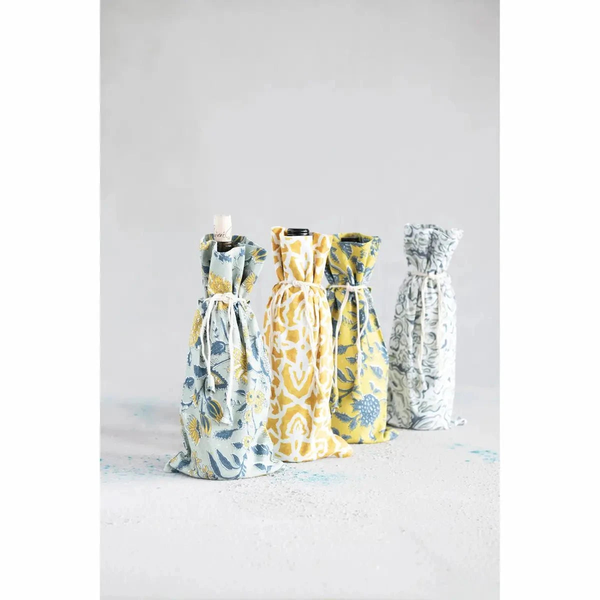 Cornflower Sage Cotton Wine Bags Wine Carrier Bags