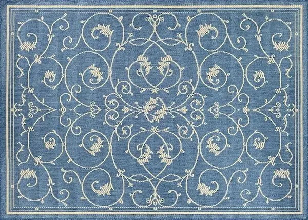 Couristan 5x7 Recife Veranda in Champagne & Blue Outdoor Rug 12025800