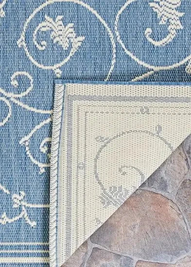 Couristan 5x7 Recife Veranda in Champagne & Blue Outdoor Rug 12025800