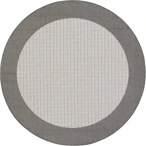 Couristan 8'6 Round Recife Checkered Field in Grey & White Outdoor Rug 12025830
