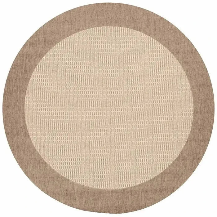 Couristan 8'6 Round Recife Checkered Field in Natural & Cocoa Outdoor Rug 12025852