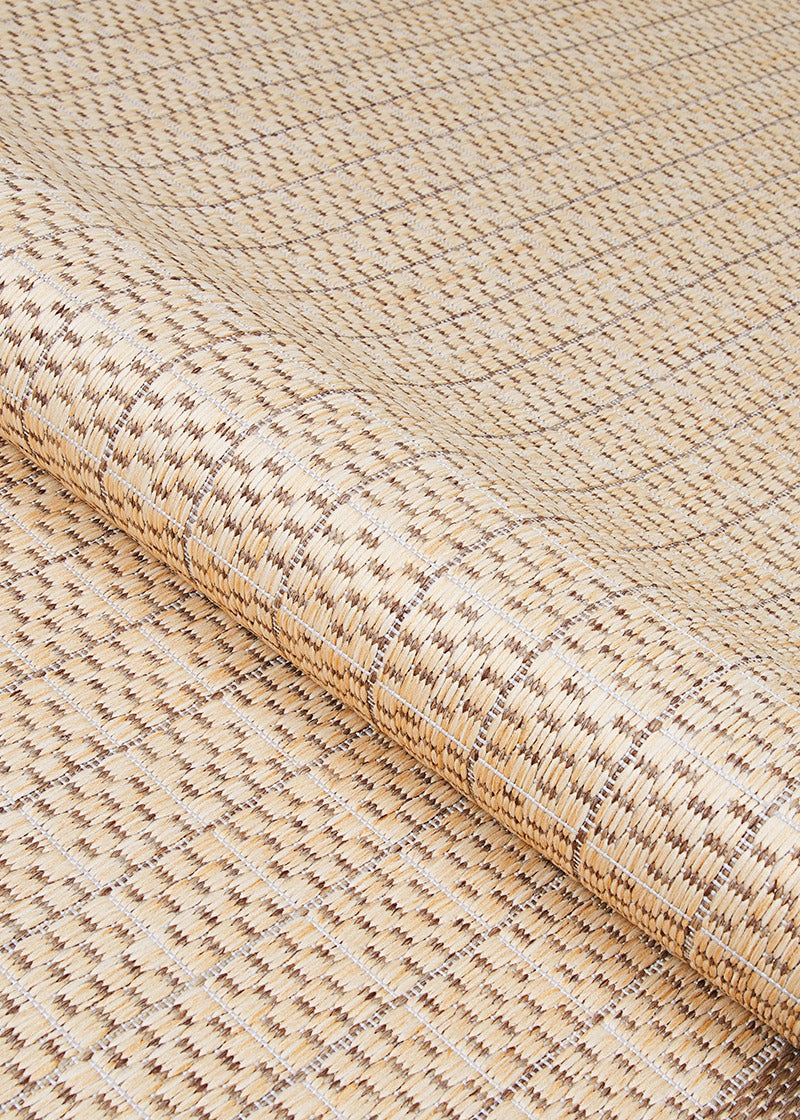 Couristan 8'6 Round Recife Checkered Field in Natural & Cocoa Outdoor Rug 12025852