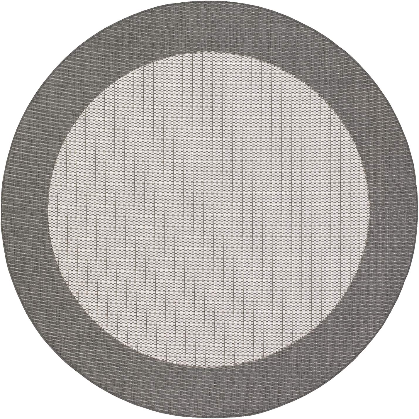 Couristan Outdoor Rug, 8'6 Round Recife Checkered Field in Grey & White 12025830