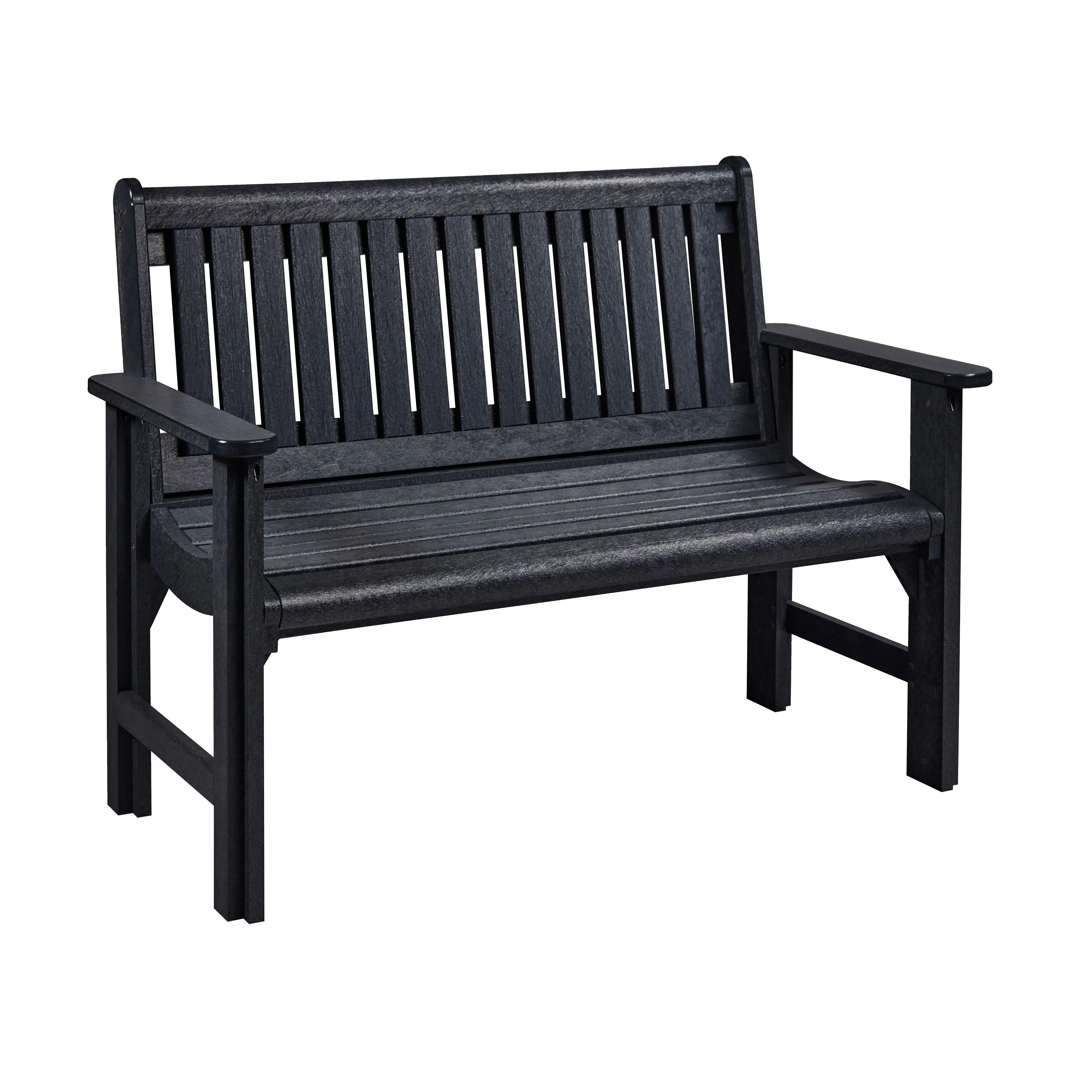 CR Plastic 4' Garden Bench Outdoor Benches Black 12041309